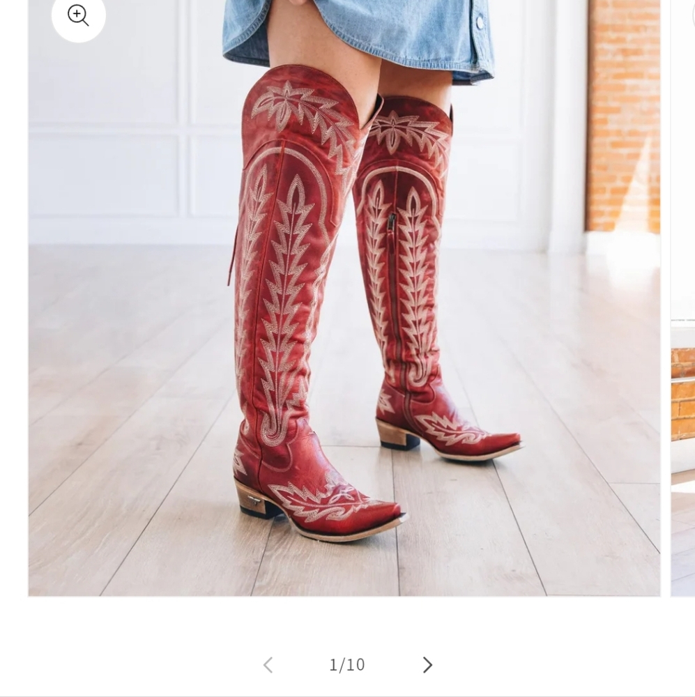 Lane LEXINGTON Over the Knee Womens Cowboy Boots 9 Red Western Cowgirl Lace Up